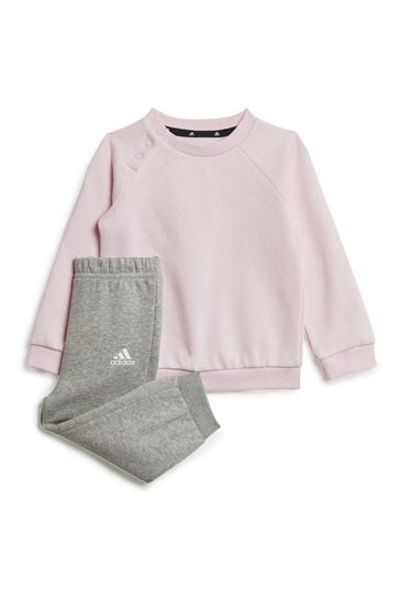 adidas Pink Essentials Logo Sweatshirt and Pants