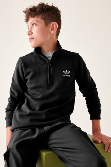 adidas Originals Junior Black Adicolor Half-Zip Sweatshirt