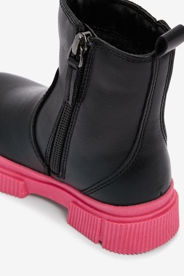 Buy Black Pink Chunky Chelsea Boots from Next Luxembourg