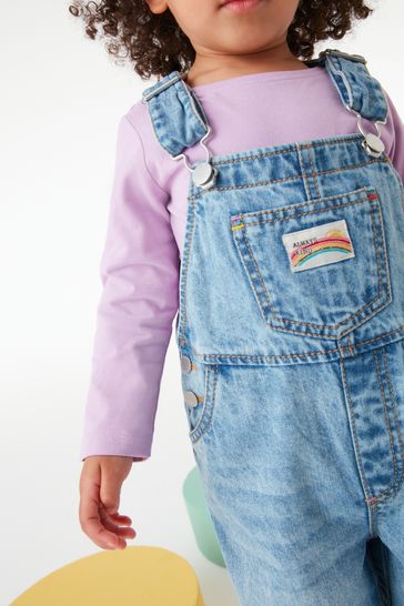 Girls denim clearance dungarees