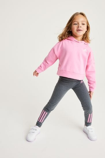 adidas Pink Hooded Little Kids Tracksuit