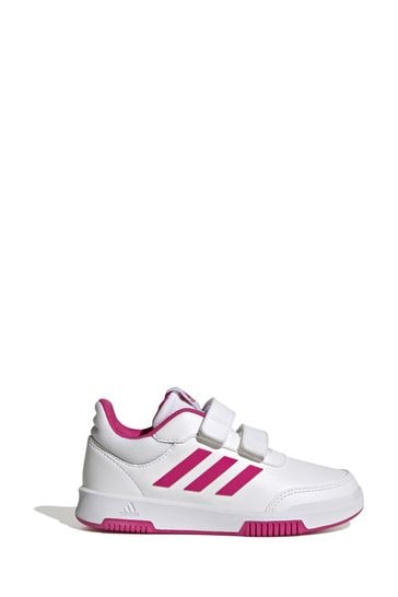 Zapatillas de deporte en blanco y rosa para niños con tiras de velcro Tensaur de adidas