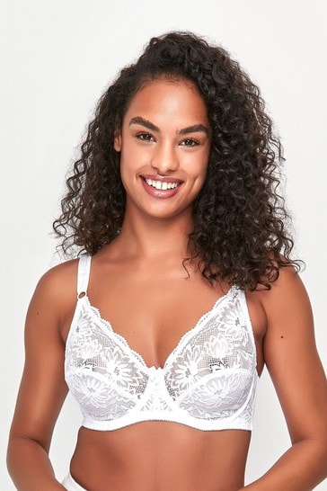 Anya Madsen White Floral Lace Underwire Non Padded Stretch Bra