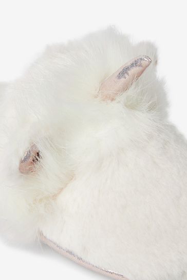 Buy White Unicorn Recycled Faux Fur Mule Slippers from Next Luxembourg