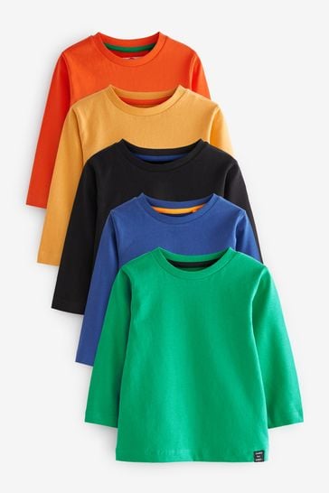 Multi Rainbow 5 Pack Long Sleeve T-Shirts (3mths-7yrs)