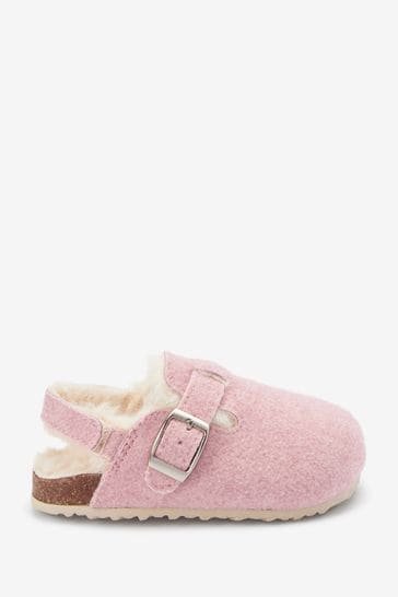 Pink Leather Corkbed Mule Slippers
