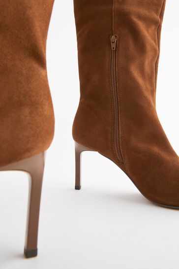 Tan Brown Forever Comfort Square Toe Knee High Boots