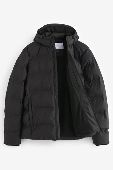 H&m black hooded puffer jacket sales