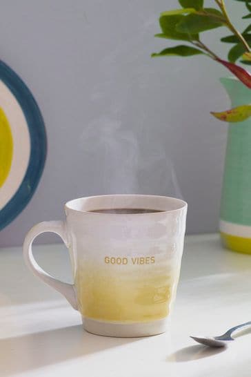 Yellow Good Vibes Glazed Mug