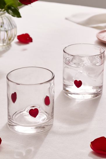 Pack de 2 vasos con corazones rojos