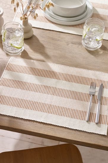 Natural Corded Ribbed Placemats Set of 2