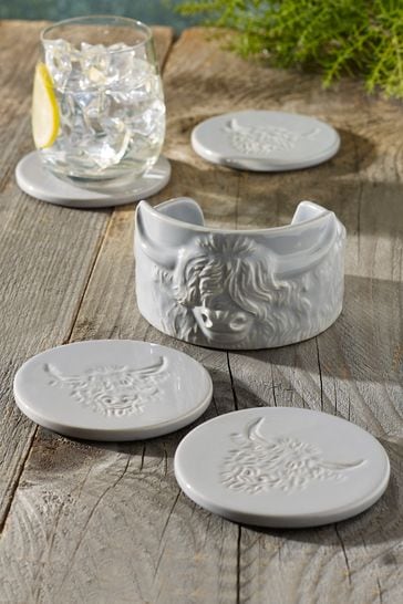 Set of 4 Grey Hamish Ceramic Coasters
