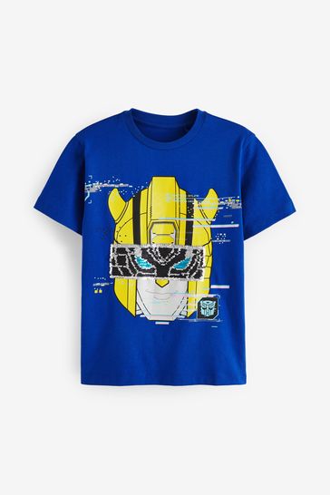 Transformers Blue Flippy Sequin License T-Shirt (3-14yrs)