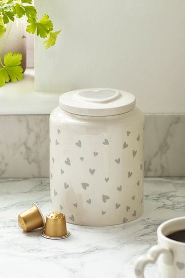 Grey Hearts Storage Jar