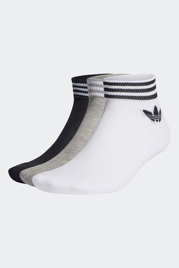 adidas Originals White Trefoil Ankle Socks 3 Pack