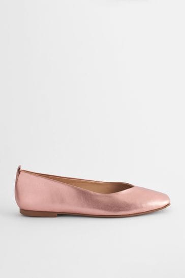 Pink Signature Leather Hi Cut Ballerina Shoes