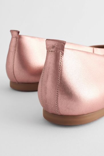 Pink Signature Leather Hi Cut Ballerina Shoes