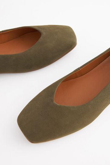 Green 2024 suede flats