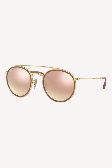 Mens round 2025 double bridge sunglasses