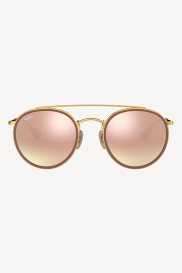 Mens round deals double bridge sunglasses
