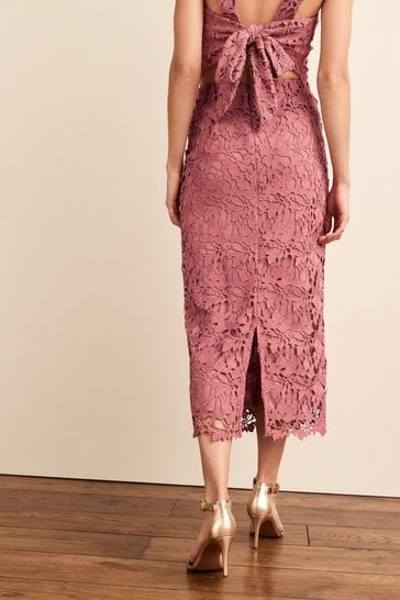 Buy Blush Pink Lace Co Ord Midi Skirt from Next Luxembourg