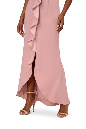 Buy Adrianna Papell Pink Satin Crepe Ruffle Front Gown from Next