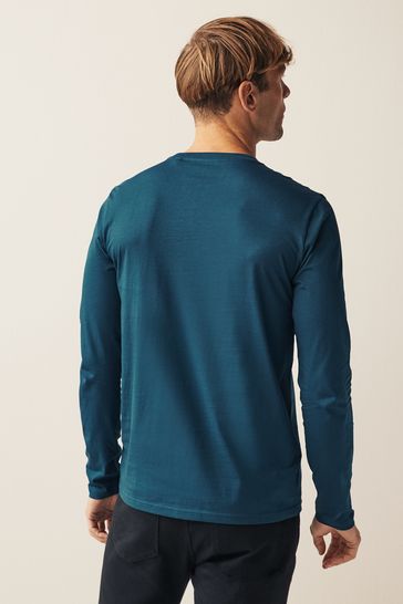 Buy Teal Blue Long Sleeve Crew Neck T Shirt from Next Hungary