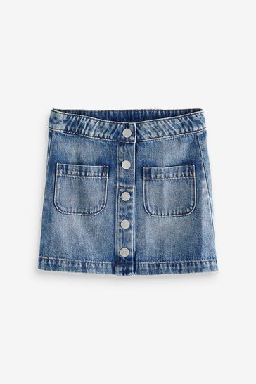 Blue jean button down on sale skirt