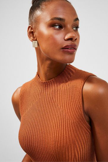 Buy French Connection Brown Melody Knitted Ribbed Dress from Next