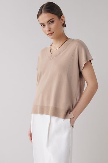 Neutral Brown Short Sleeve T-Shirt
