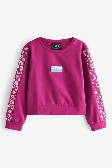 Emporio Armani EA7 Girls Pink Leopard Print Sweatshirt