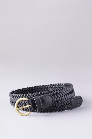 Lakeland Leather Black Waverton Leather Woven Belt