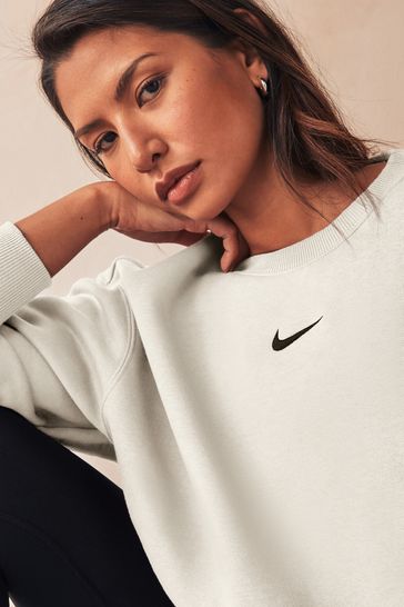 Buy Nike Sail Phoenix Fleece Oversized Mini Swoosh Crew Neck Sweatshirt from Next Netherlands
