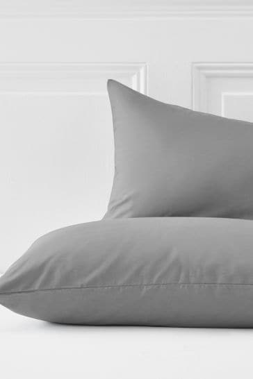 Set of 2 Grey Mid Cotton Rich Pillowcases