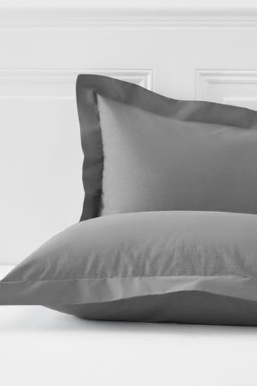 Set of 2 Grey Mid Cotton Rich Pillowcases