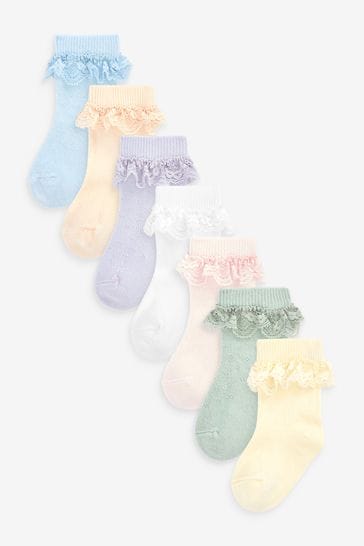 7 Pack Lace Frill Ankle Socks (0mths-2yrs)