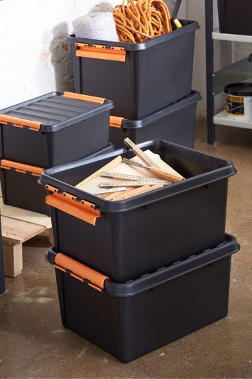 Orthex Set of 5 Black Smartstore 32L Pro Heavy Duty Storage Boxes