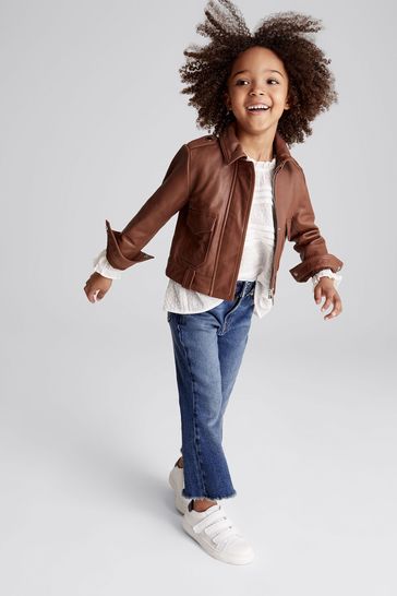 Reiss tan leather discount jacket