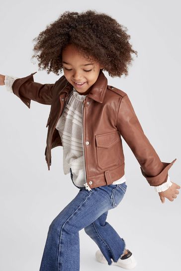 Reiss tan leather jacket cheap