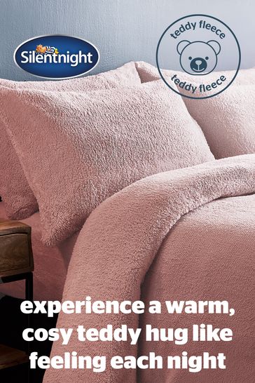 Silent night teddy fleece duvet shop pink and grey