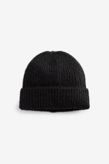 Black Knitted Beanie Hat