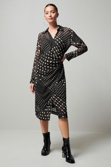 Buy Black Chiffon Midi Dress from Next United Arab Emirates