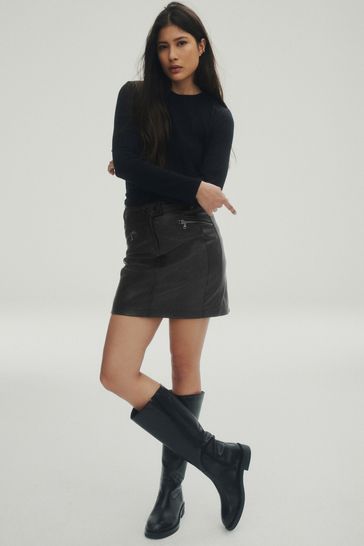 Next black leather skirt on sale