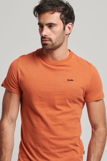 Superdry Orange Cotton Micro Embroidered T-Shirt