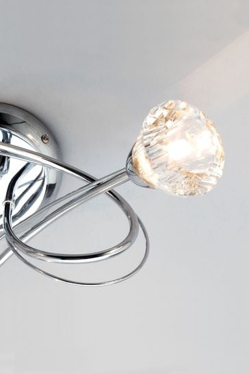 BHS Silver Marianne Flush Ceiling Light