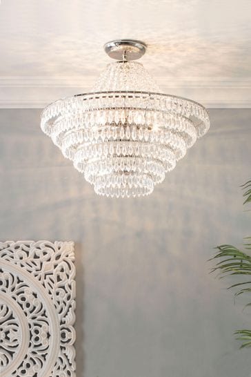 BHS Silver Ivy Large Flush Ceiling Light