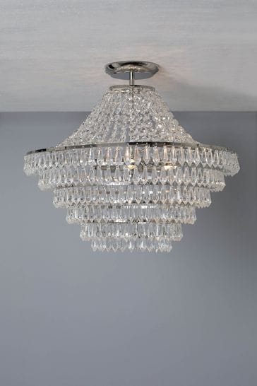 BHS Silver Ivy Large Flush Ceiling Light