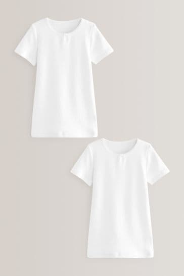 Pack de 2 camisetas térmicas blancas con lazo (2-16 años)