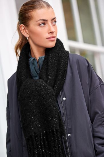 Black store metallic scarf