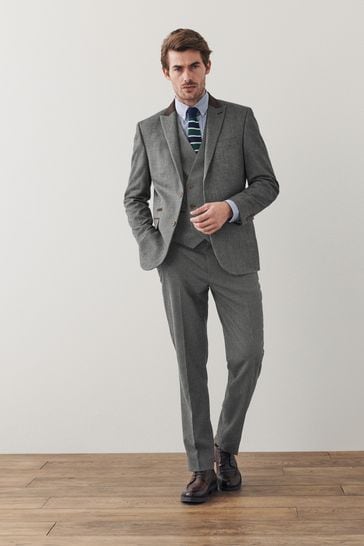 Buy Grey Slim Fit Trimmed Donegal Suit Trousers from the Next UK online  shop